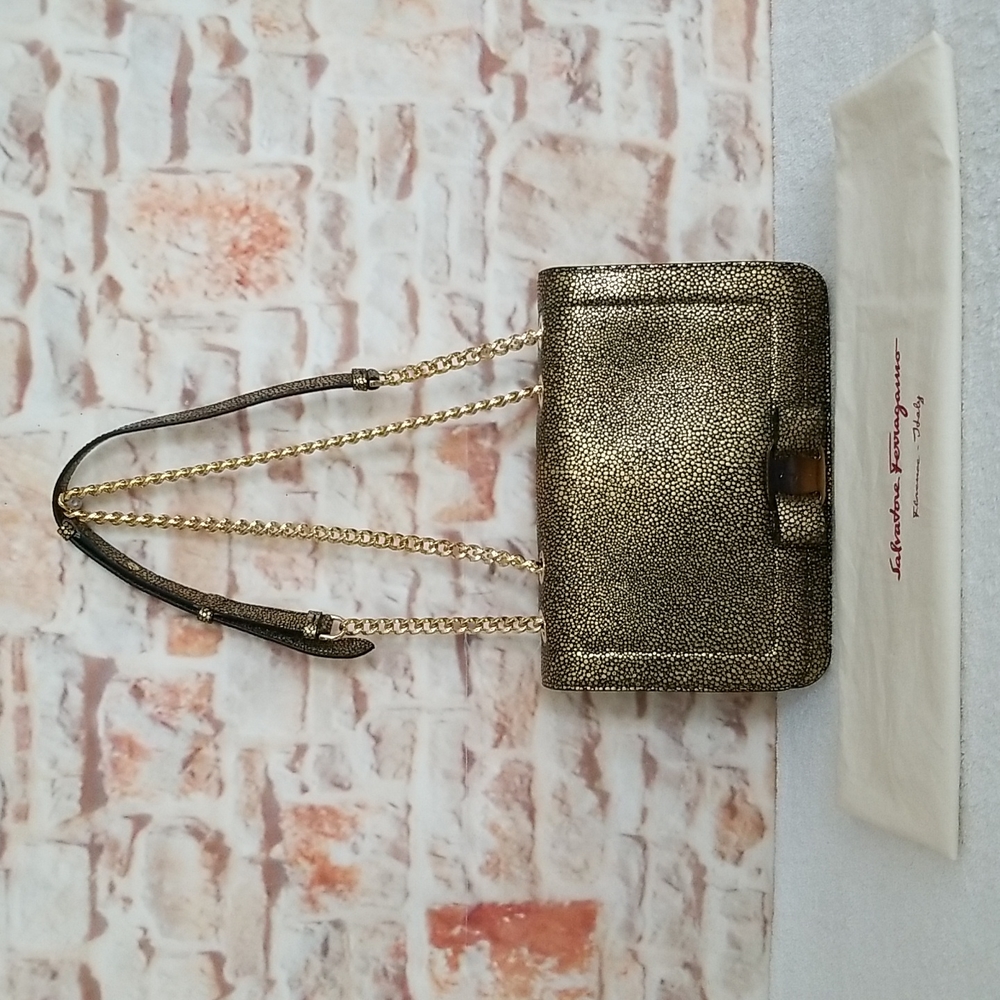 New Salvatore Ferragamo Metallic Shoulder Bag